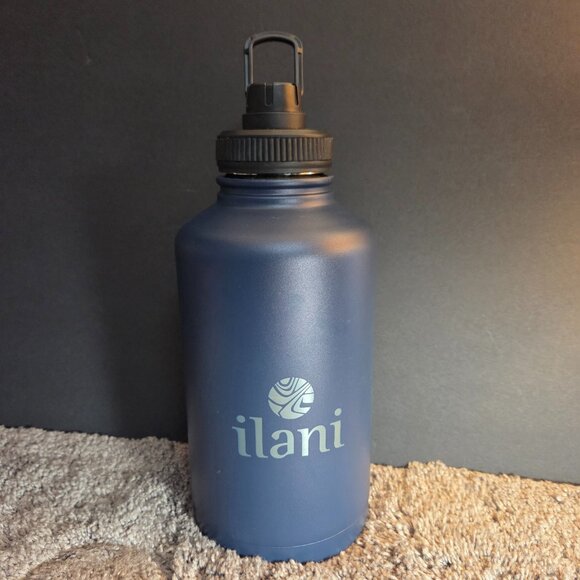 Blue Powder Coated Stainless Steel Insulated Water Bottle 64 oz Half Gallon - Picture 1 of 5
